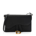 Grained Calfskin Saddle Pouch Bag Black AT My store
