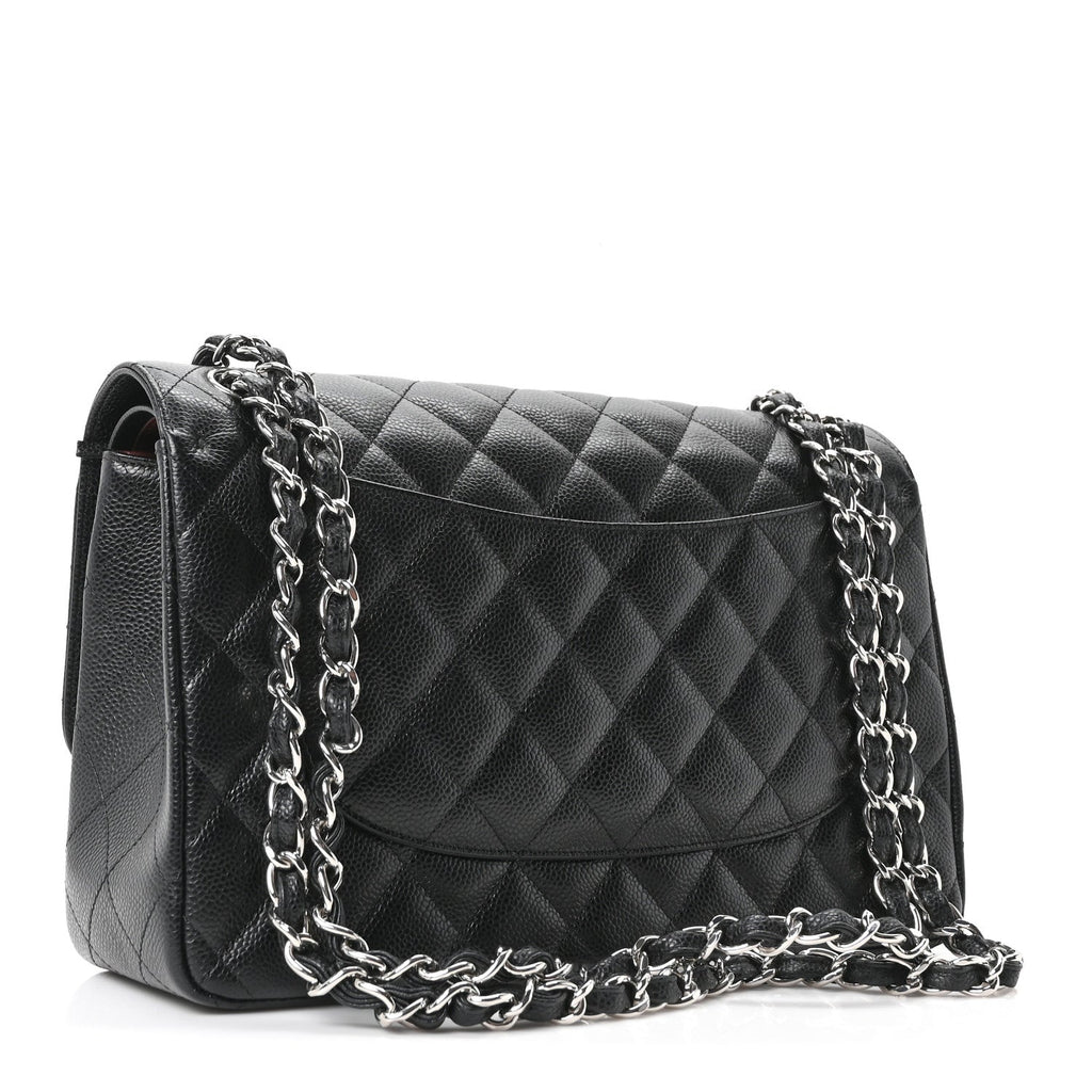 Caviar Quilted Jumbo Double Flap Black At My store