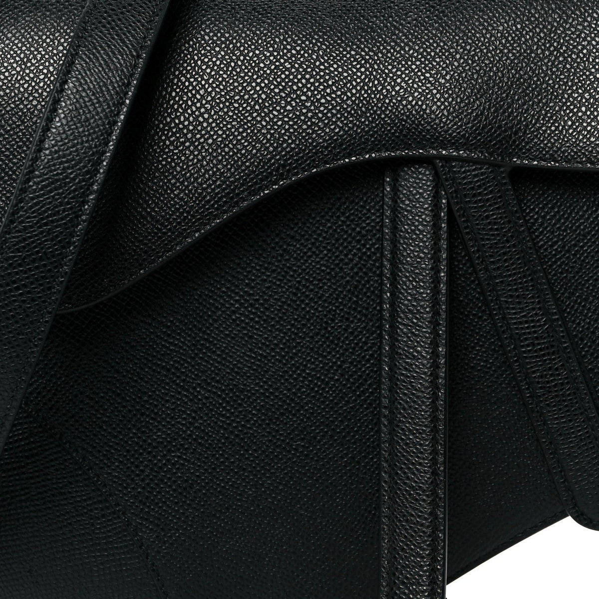 Grained Calfskin Saddle Bag With Strap Black AT My store