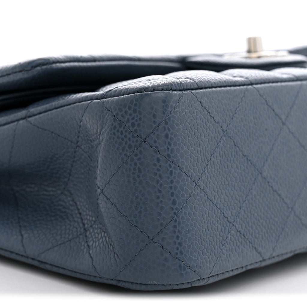 Caviar Quilted Medium Double Flap Blue At My store