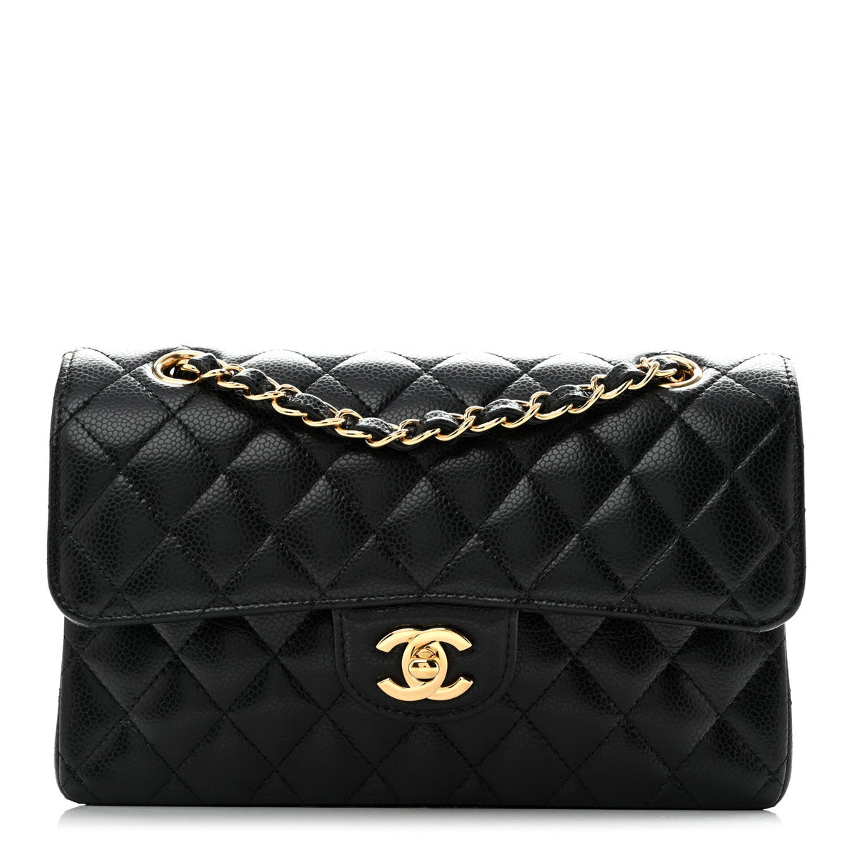 Caviar Quilted Small Double Flap Black At My store