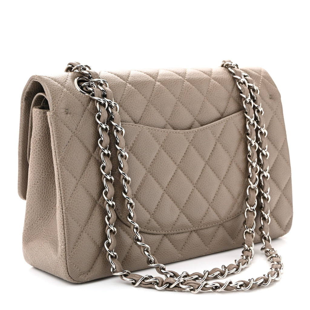 Caviar Quilted Medium Double Flap Taupe At My store