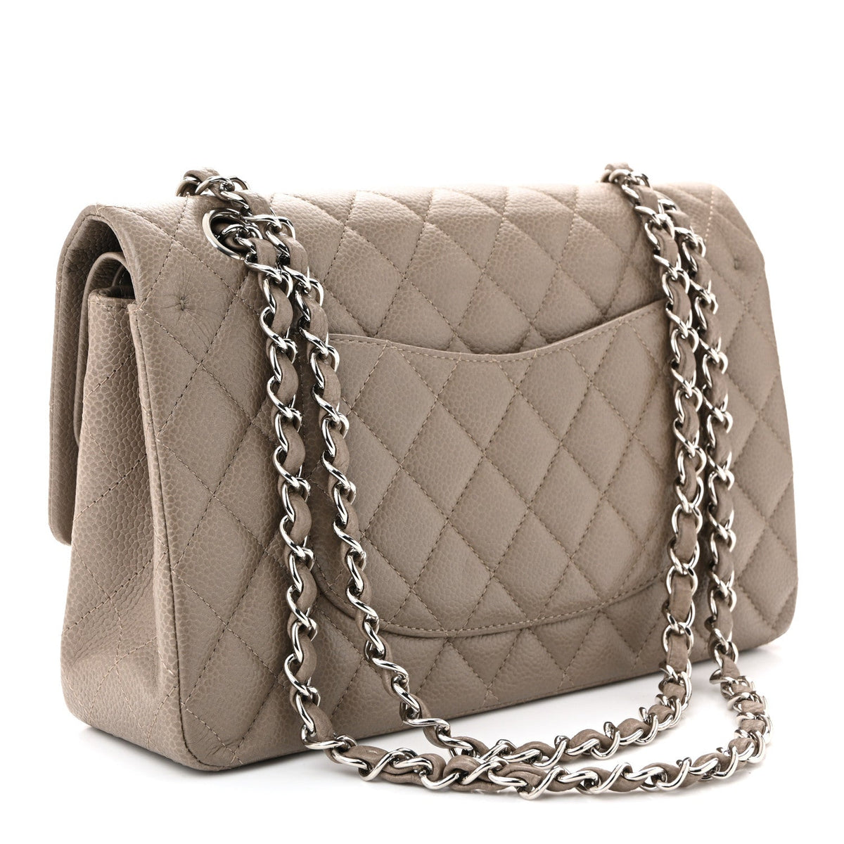 Caviar Quilted Medium Double Flap Taupe At My store