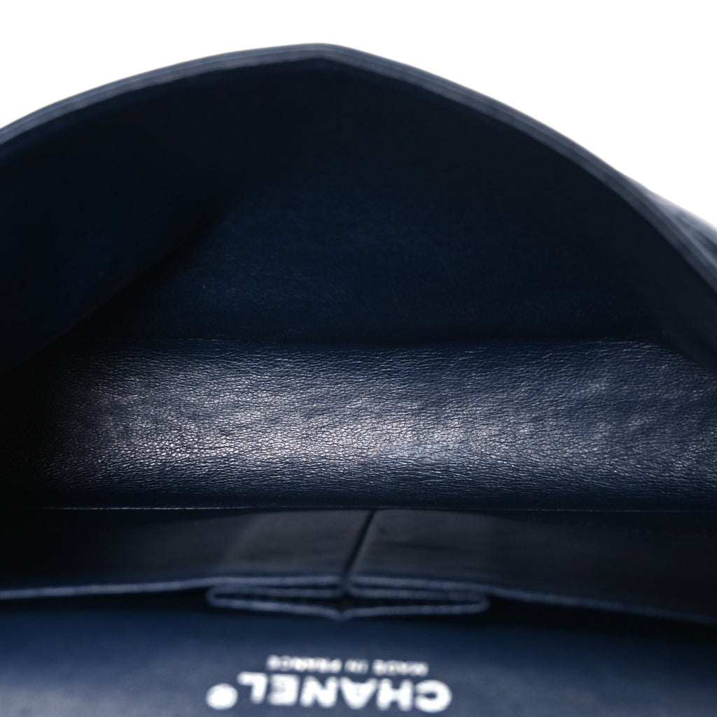 Lambskin Quilted Medium Double Flap Navy At My store