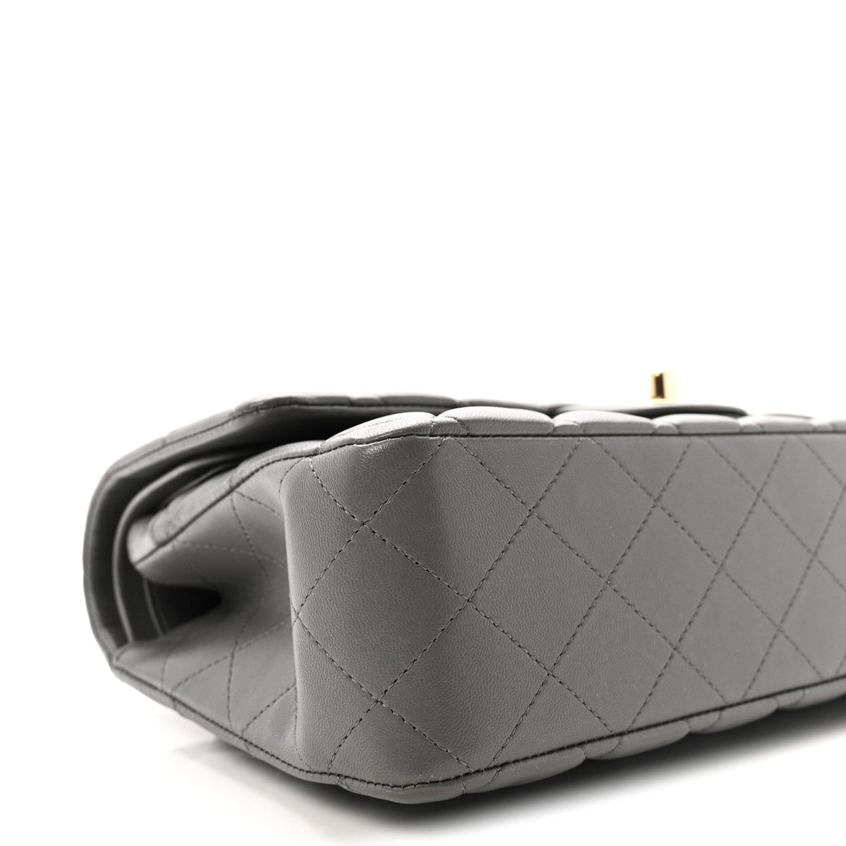 Lambskin Quilted Medium Double Flap Grey At My store