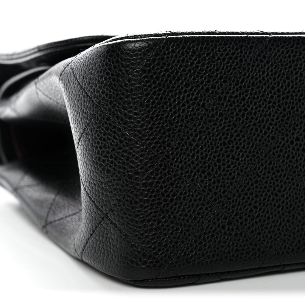 Caviar Quilted Jumbo Double Flap Black At My store