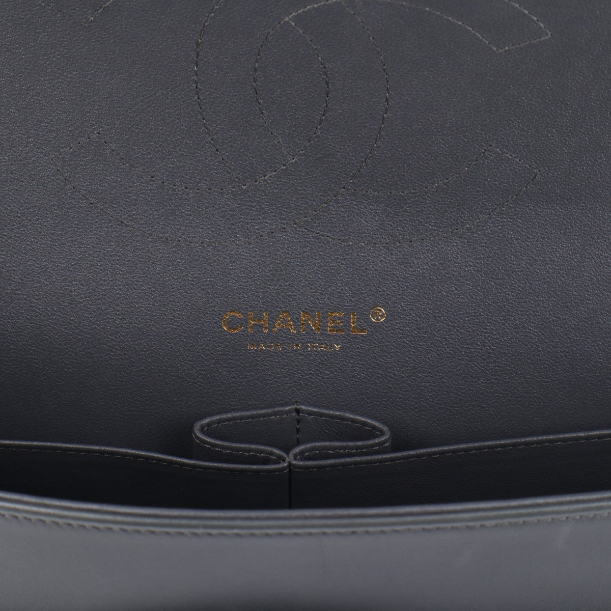 Lambskin Quilted Jumbo Double Flap Dark Grey At My store