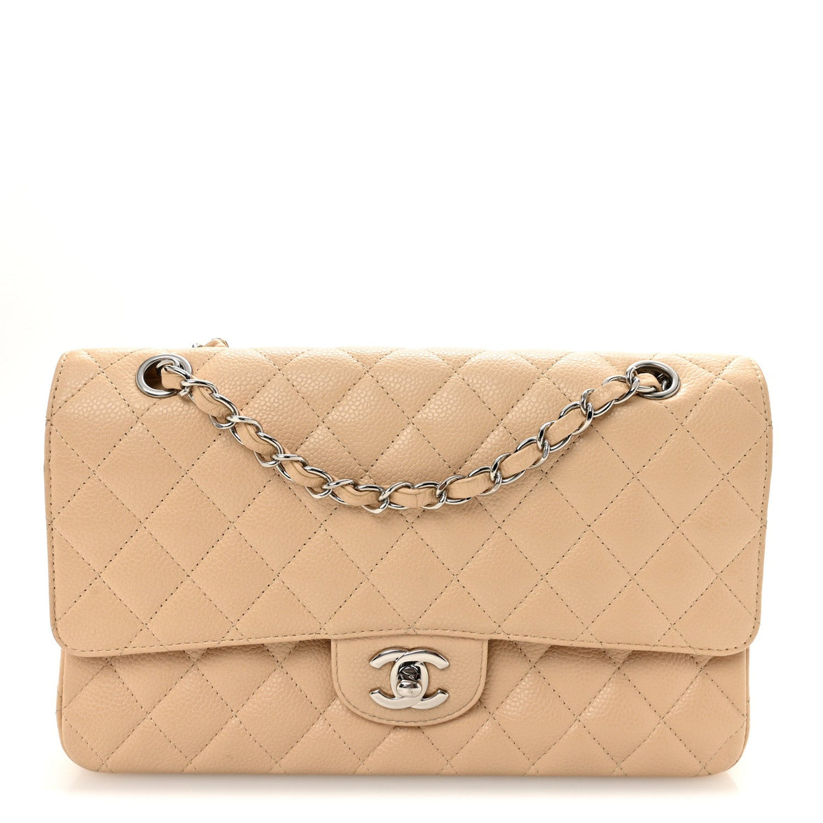 Caviar Quilted Medium Double Flap Beige Clair At My store
