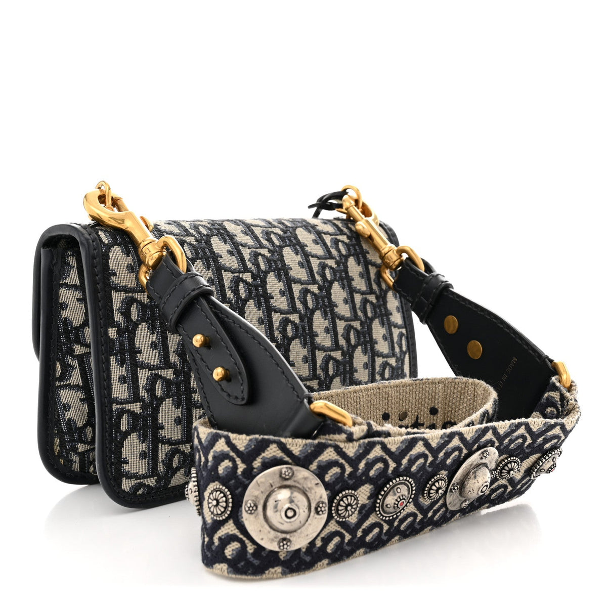 Oblique Small DiorAddict Flap Bag Navy Blue AT My store