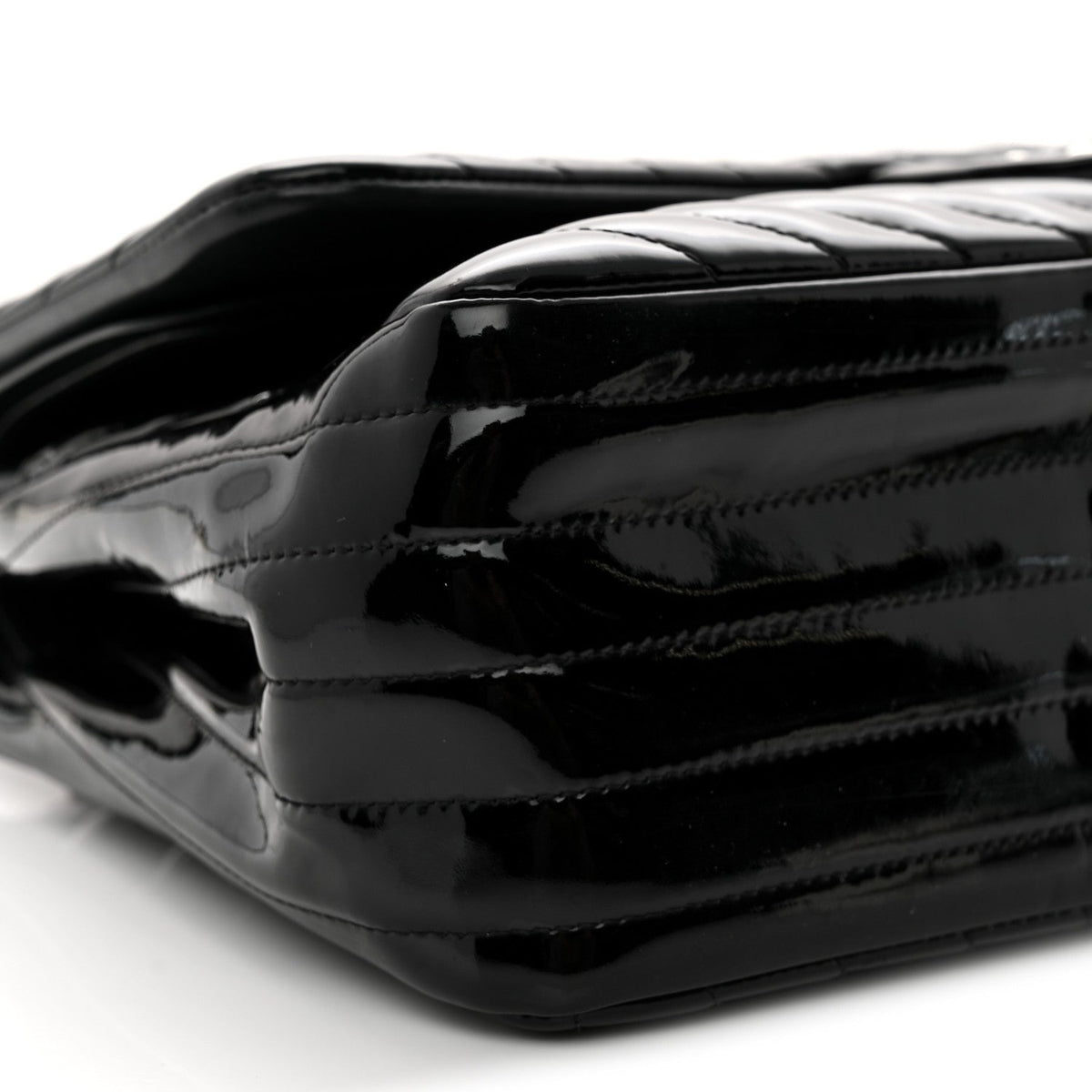Patent Chevron Quilted Jumbo Double Flap Black At My store