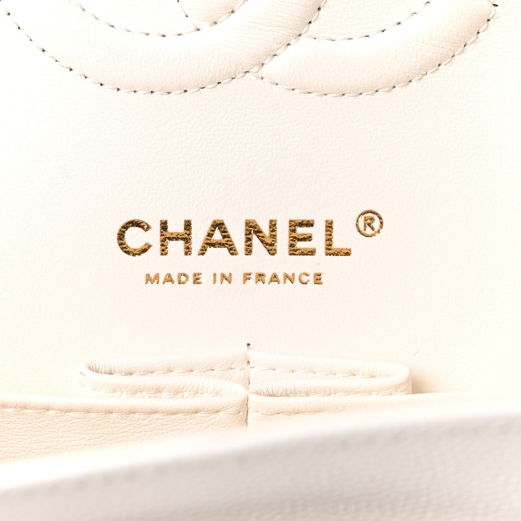 Caviar Quilted Medium Double Flap White At My store