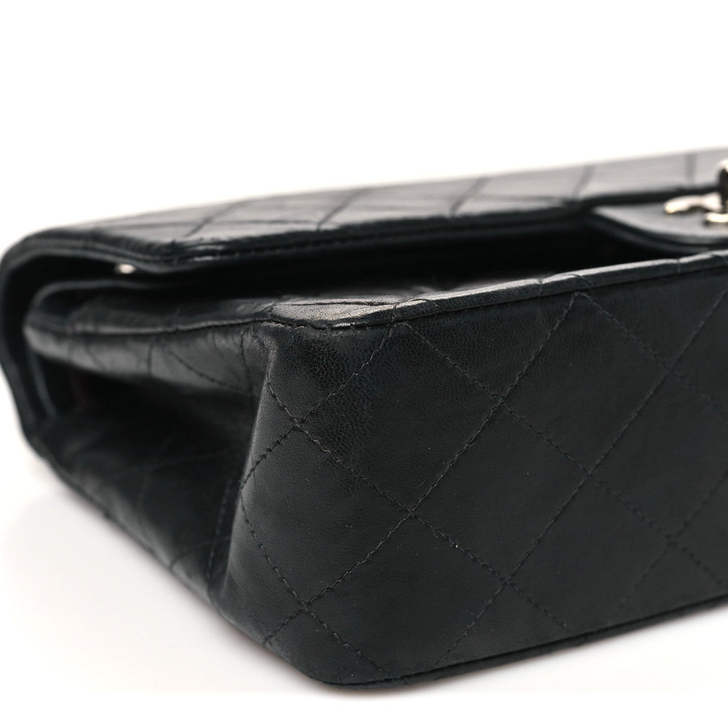 Lambskin Quilted Medium Double Flap Black At My store