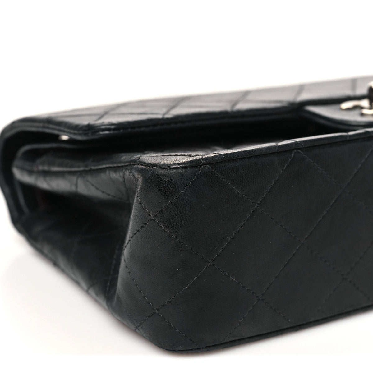 Lambskin Quilted Medium Double Flap Black At My store