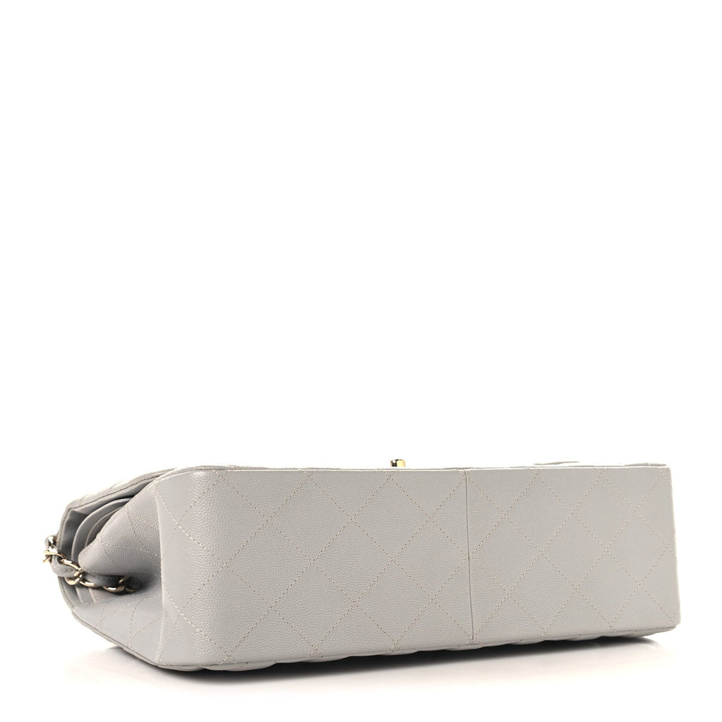 Caviar Quilted Jumbo Double Flap Grey At My store