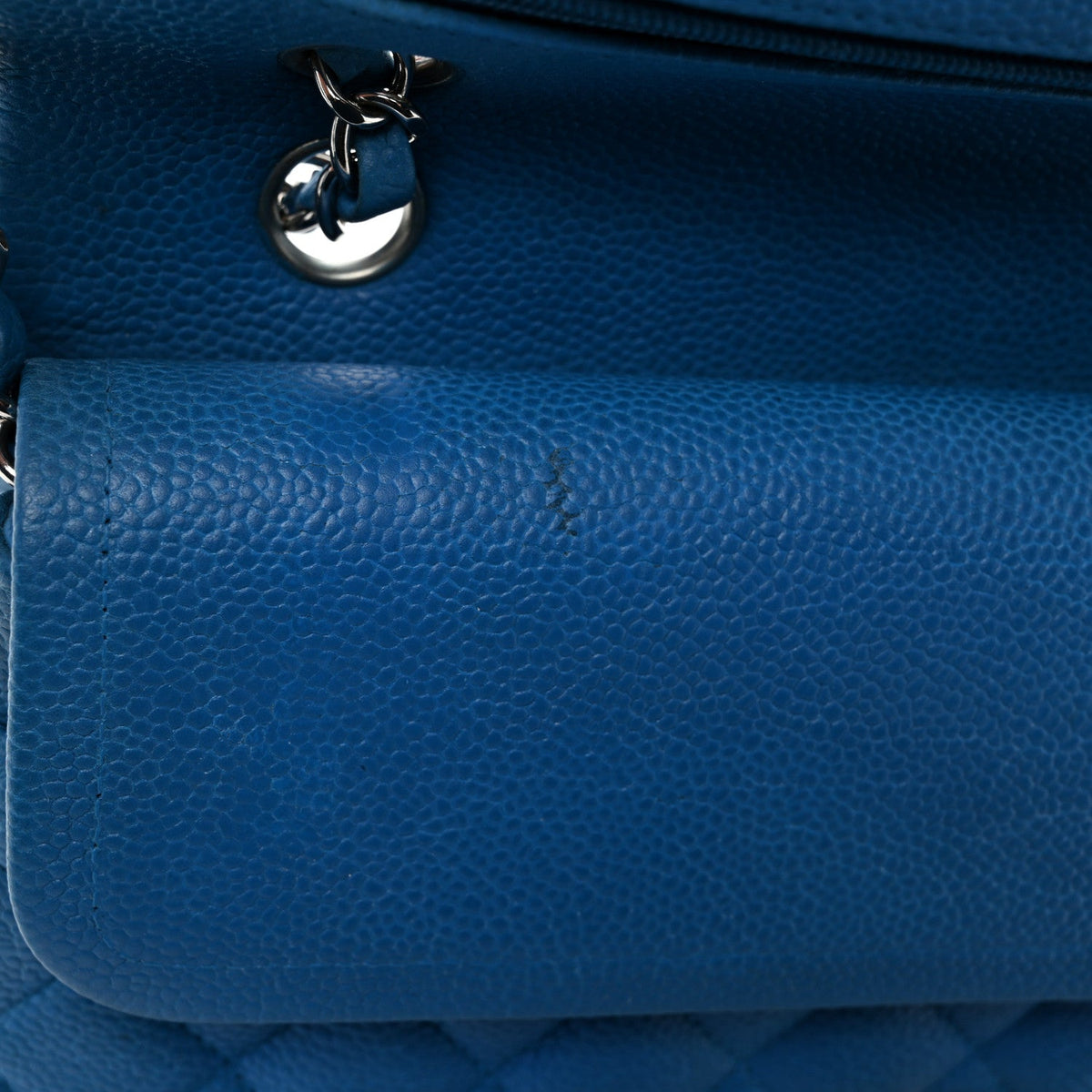 Iridescent Caviar Quilted Medium Double Flap Blue At My store