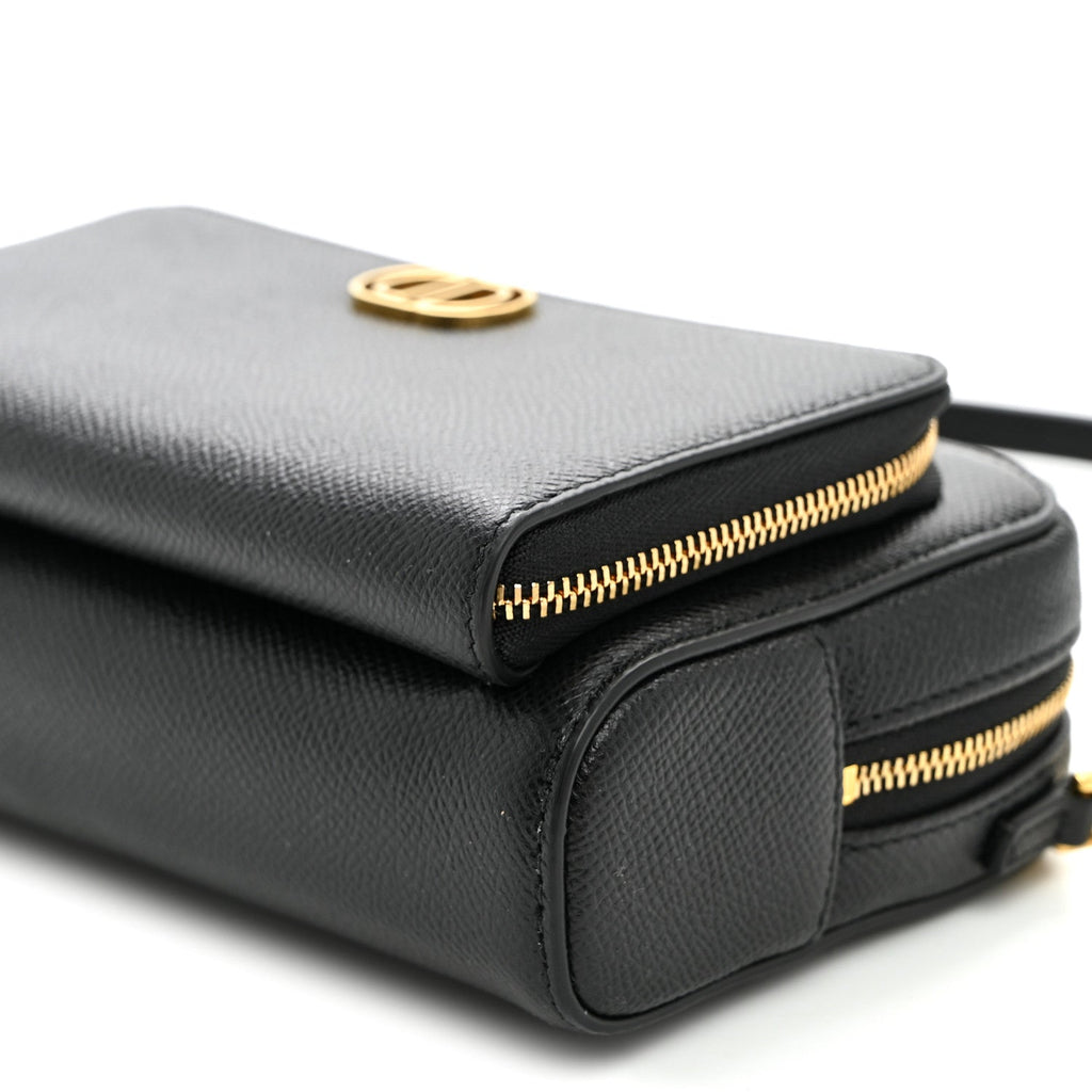 Grained Calfskin Caro Double Pouch Black AT My store