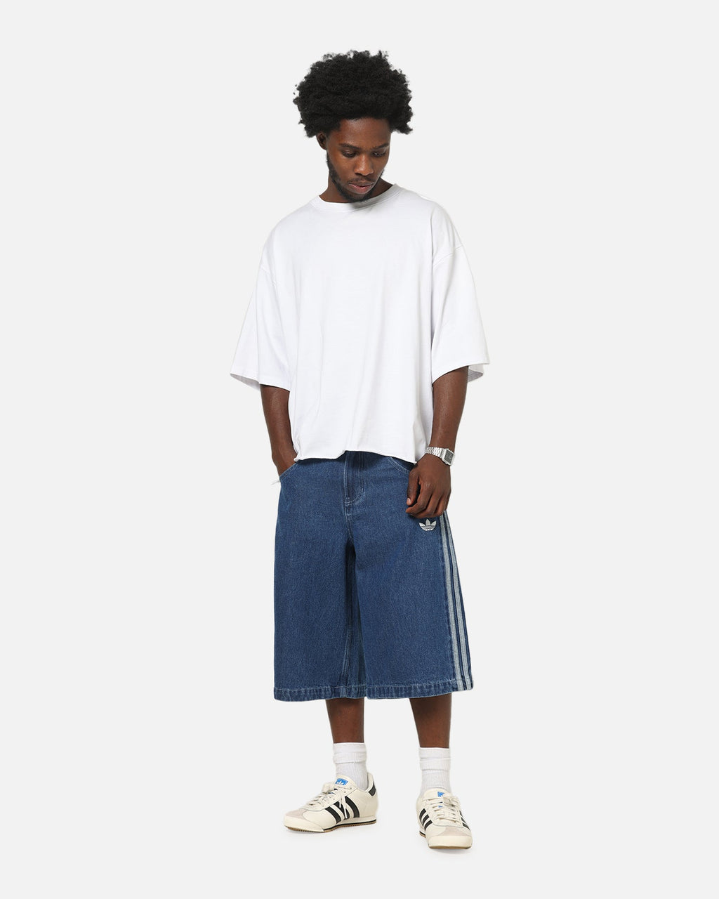 Best-Selling Adidas Firebird Denim Shorts Blue Denim