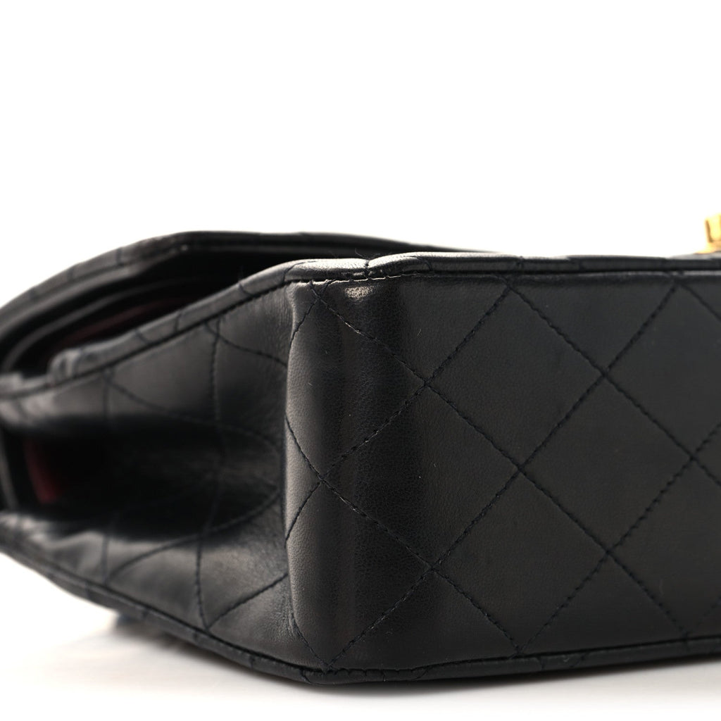 Lambskin Quilted Medium Double Flap Black At My store