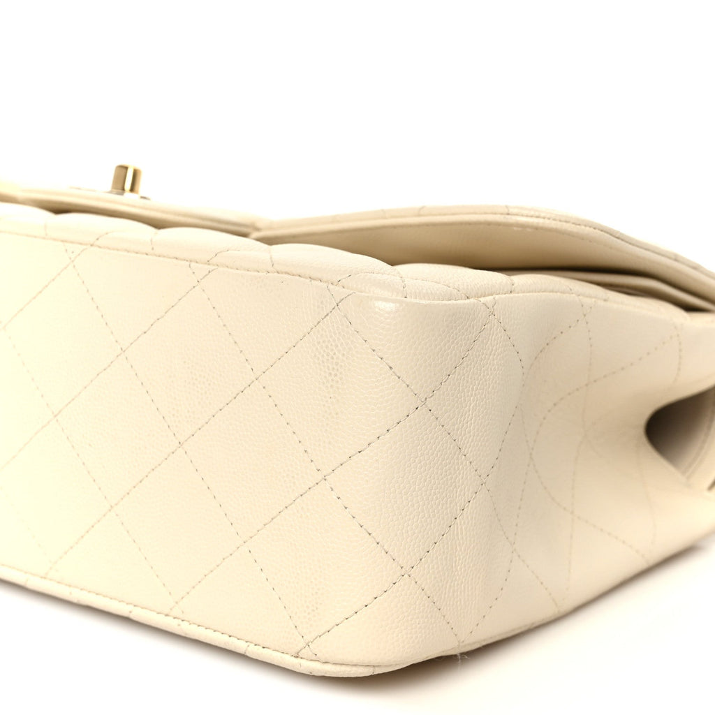 Caviar Quilted Jumbo Double Flap White At My store