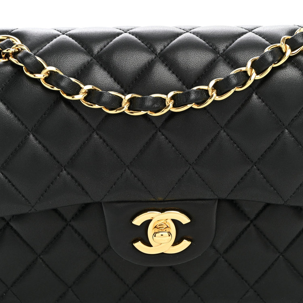 Lambskin Quilted Small Double Flap Black At My store