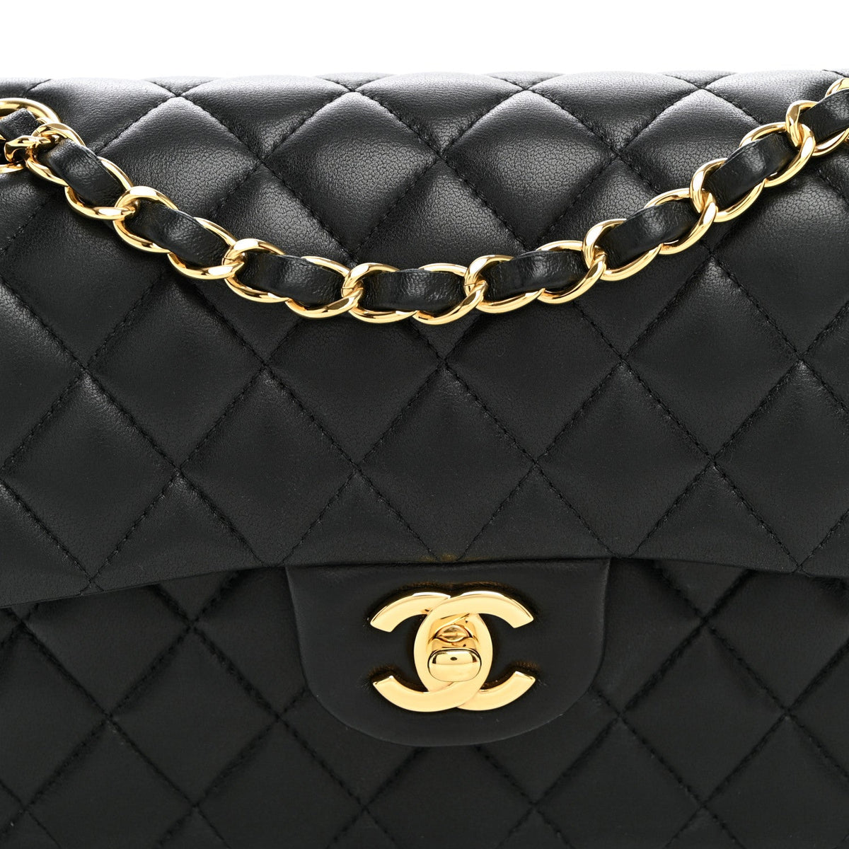 Lambskin Quilted Small Double Flap Black At My store