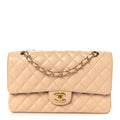 Caviar Quilted Medium Double Flap Beige At My store
