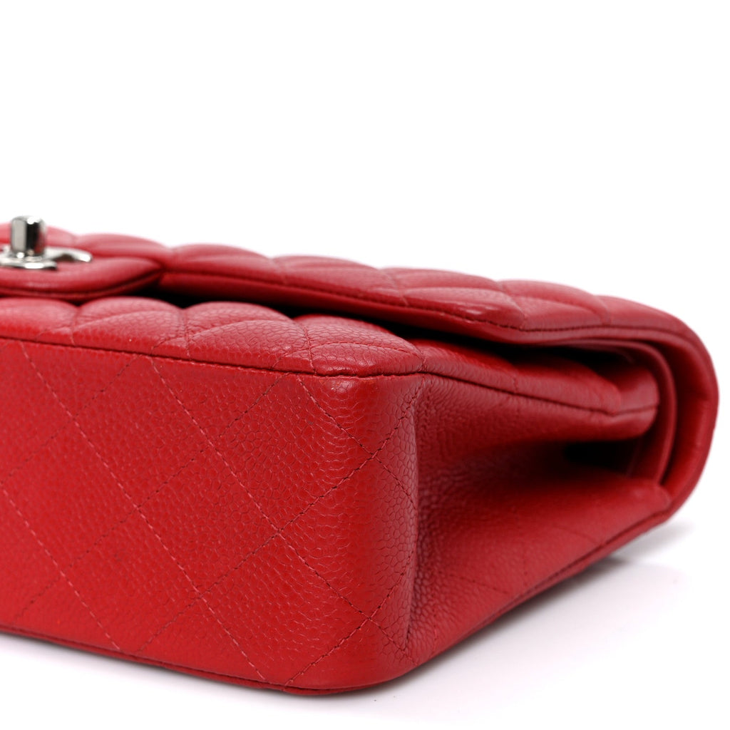 Caviar Quilted Medium Double Flap Red At My store