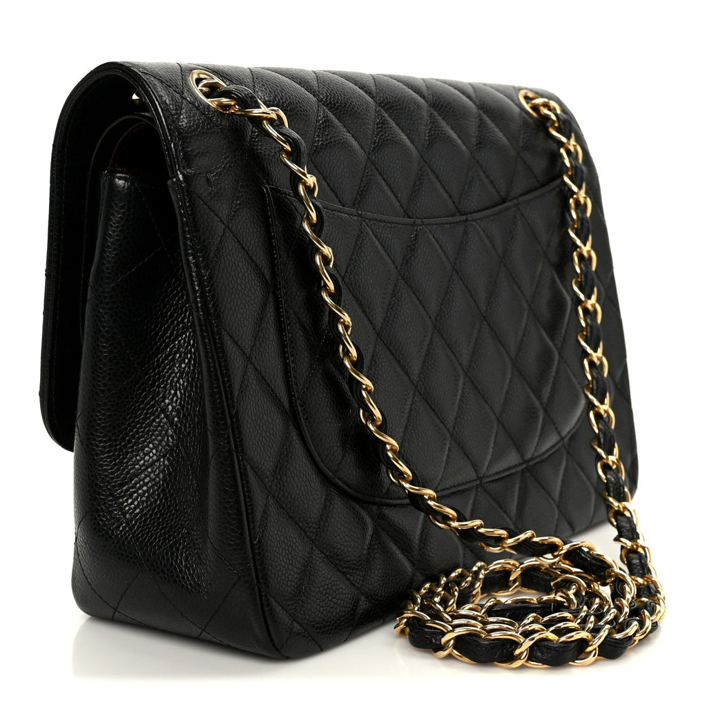 Caviar Quilted Jumbo Double Flap Black At My store