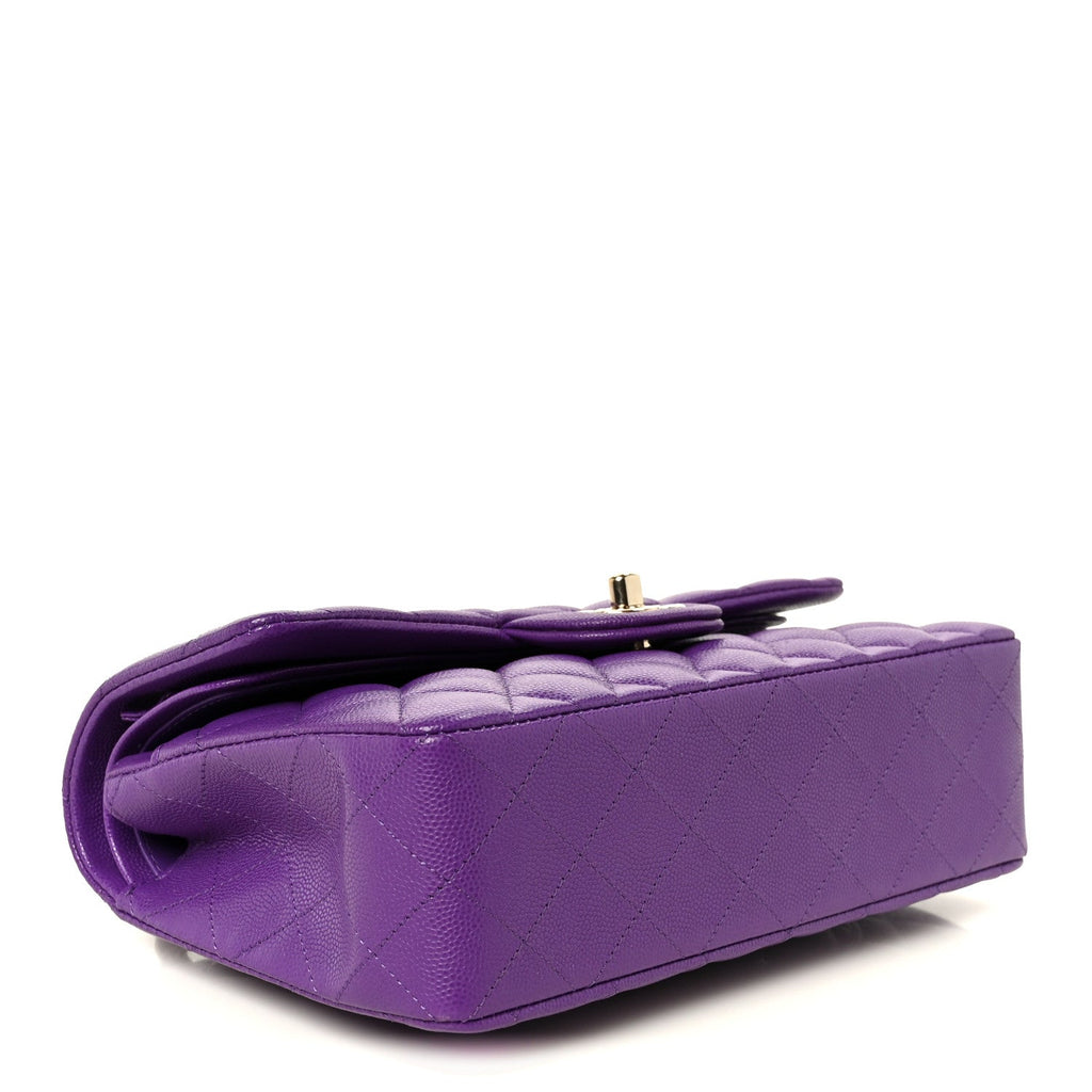 Caviar Quilted Small Double Flap Purple At My store