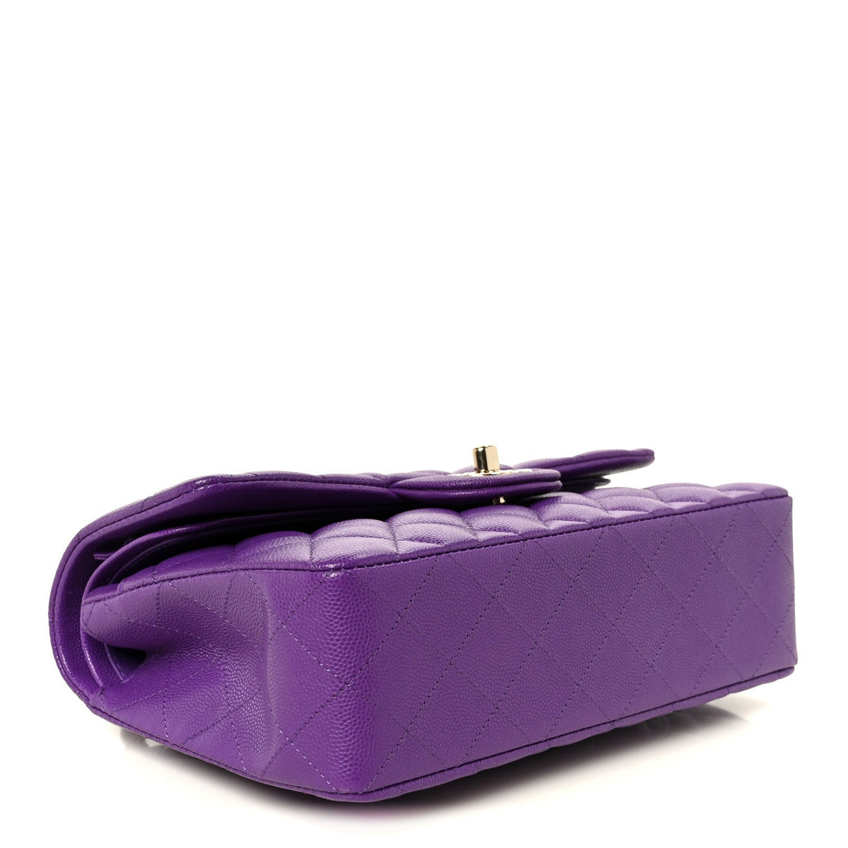 Caviar Quilted Small Double Flap Purple At My store