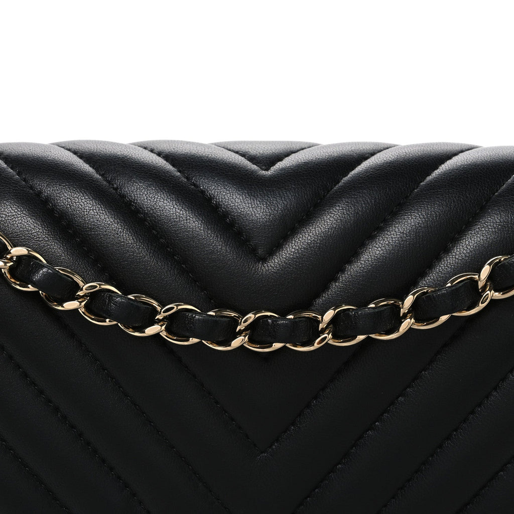 Lambskin Chevron Quilted Medium Double Flap Black At My store