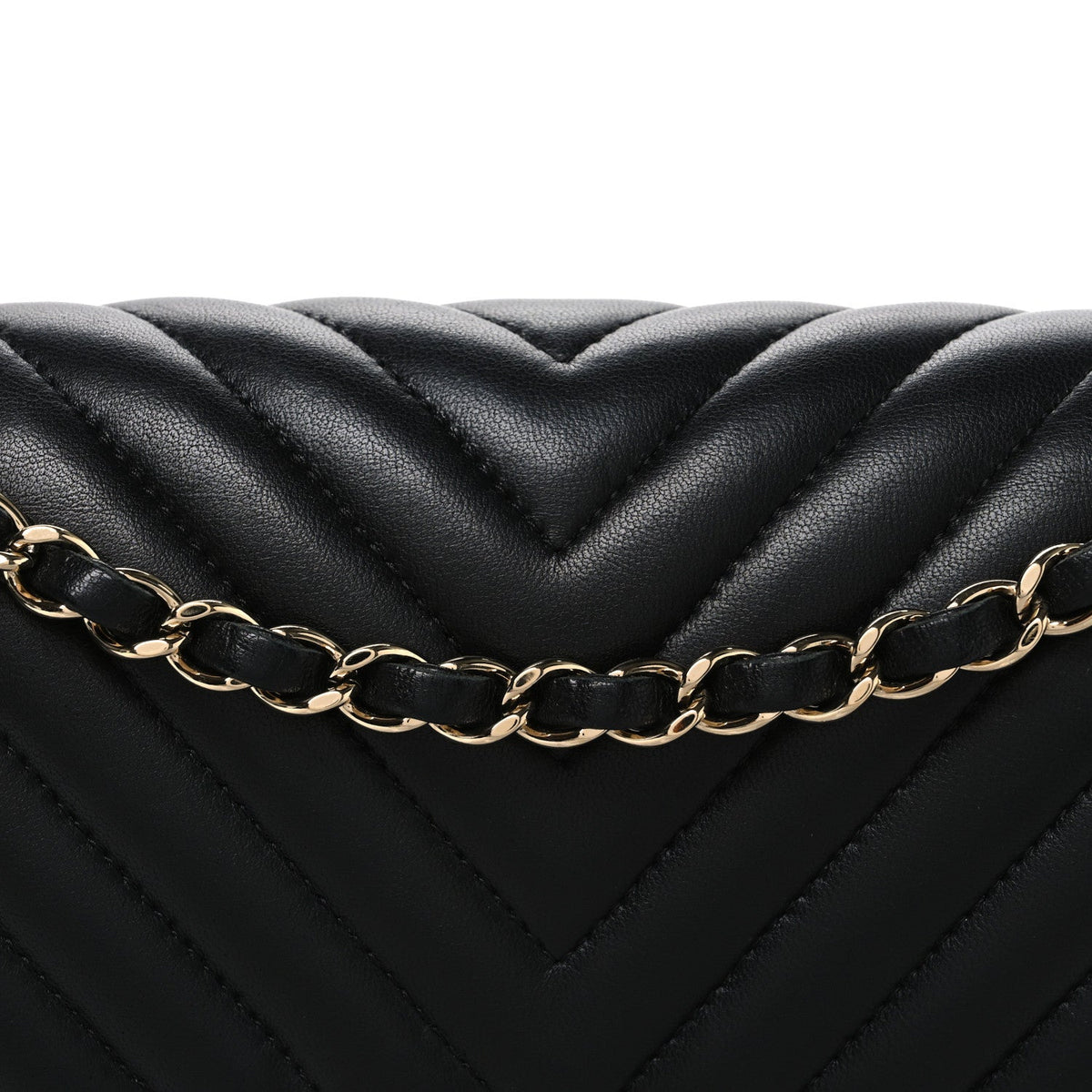 Lambskin Chevron Quilted Medium Double Flap Black At My store