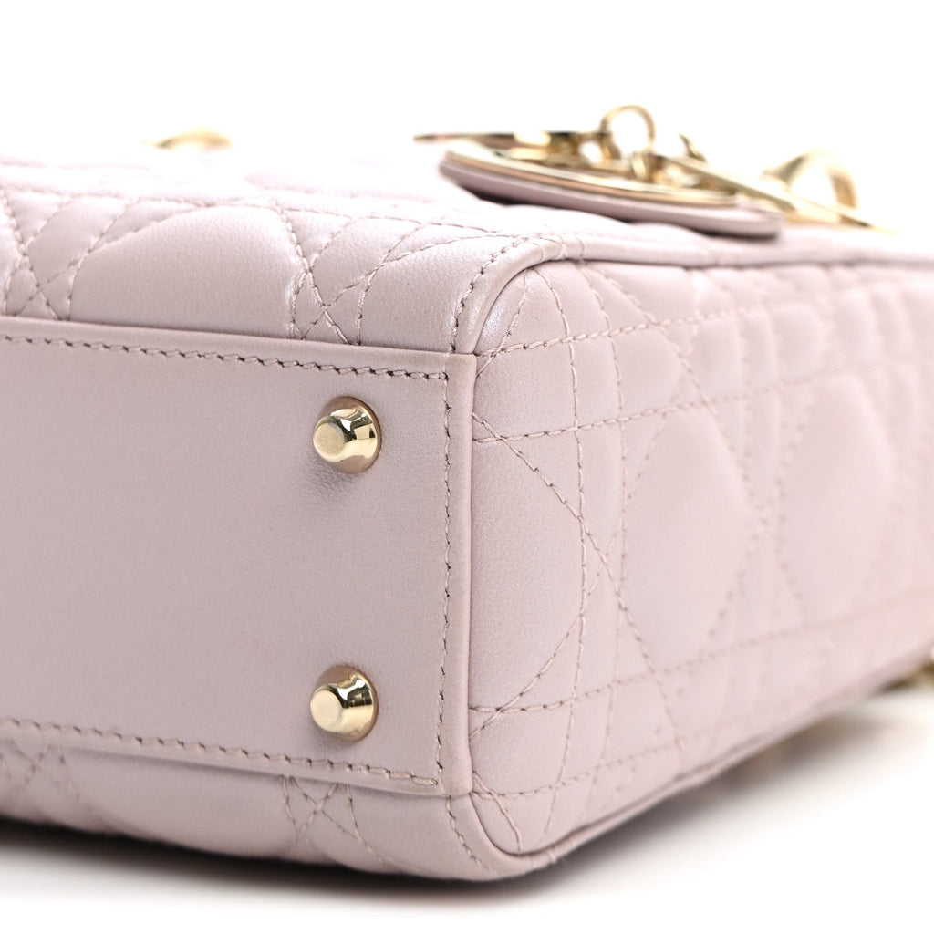 Metallic Lambskin Cannage Mini Lady Dior Lotus AT My store
