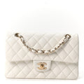 Caviar Quilted Small Double Flap White At My store