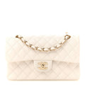 Caviar Quilted Small Double Flap White At My store