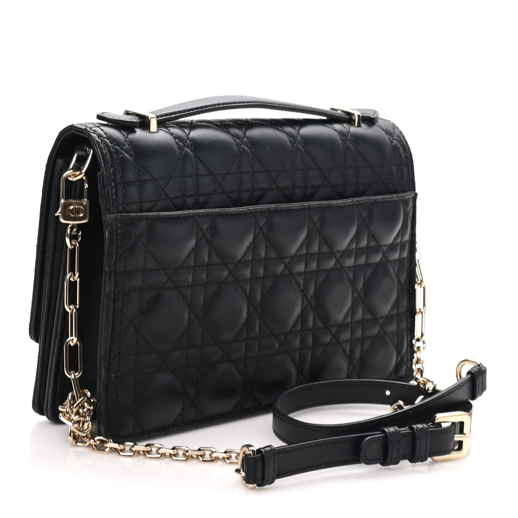 Lambskin Cannage Miss Dior Top Handle Bag Black AT My store