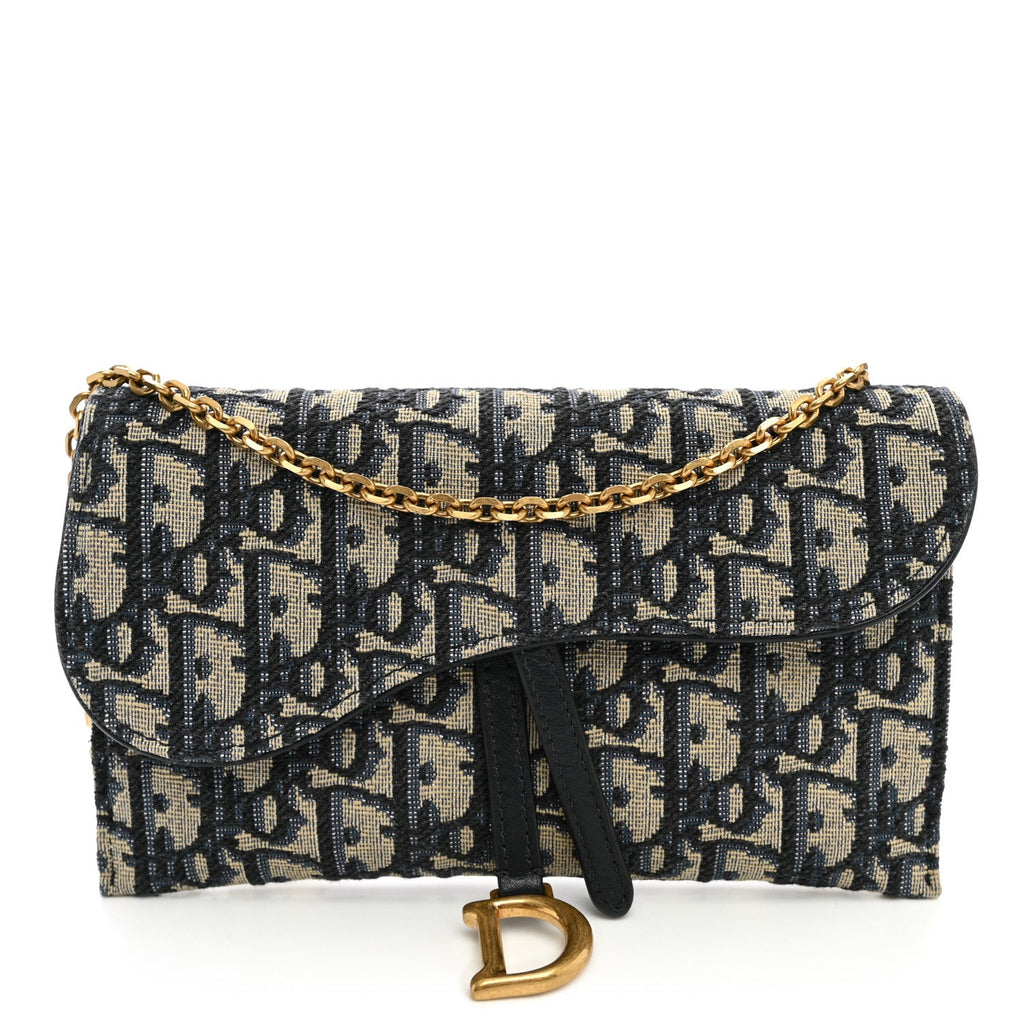 Oblique Saddle Chain Long Wallet Blue AT My store