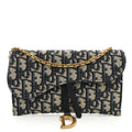 Oblique Saddle Chain Long Wallet Blue AT My store