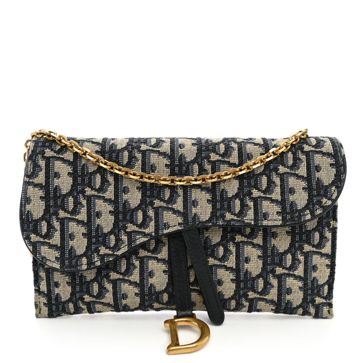 Oblique Saddle Chain Long Wallet Blue AT My store