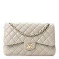 Lambskin Quilted Jumbo Double Flap Grey At My store
