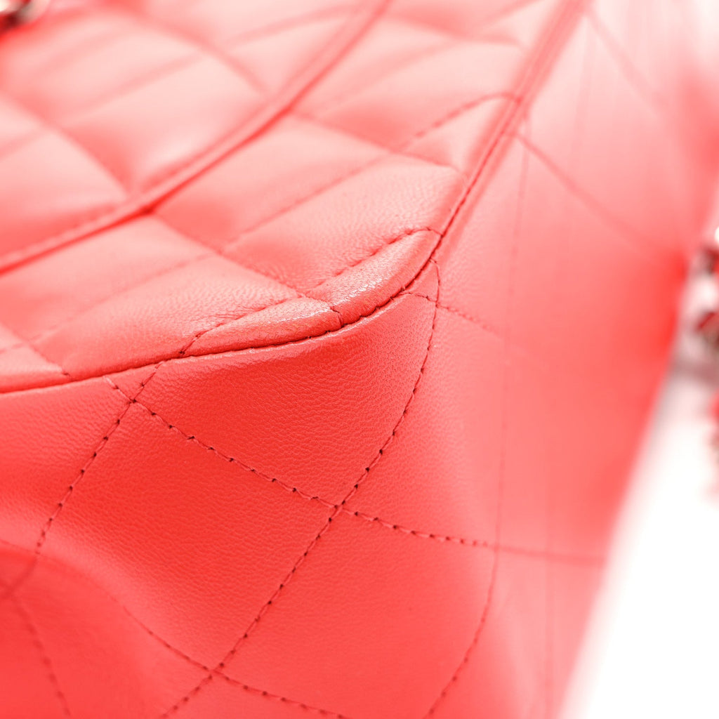 Lambskin Quilted Jumbo Double Flap Red At My store