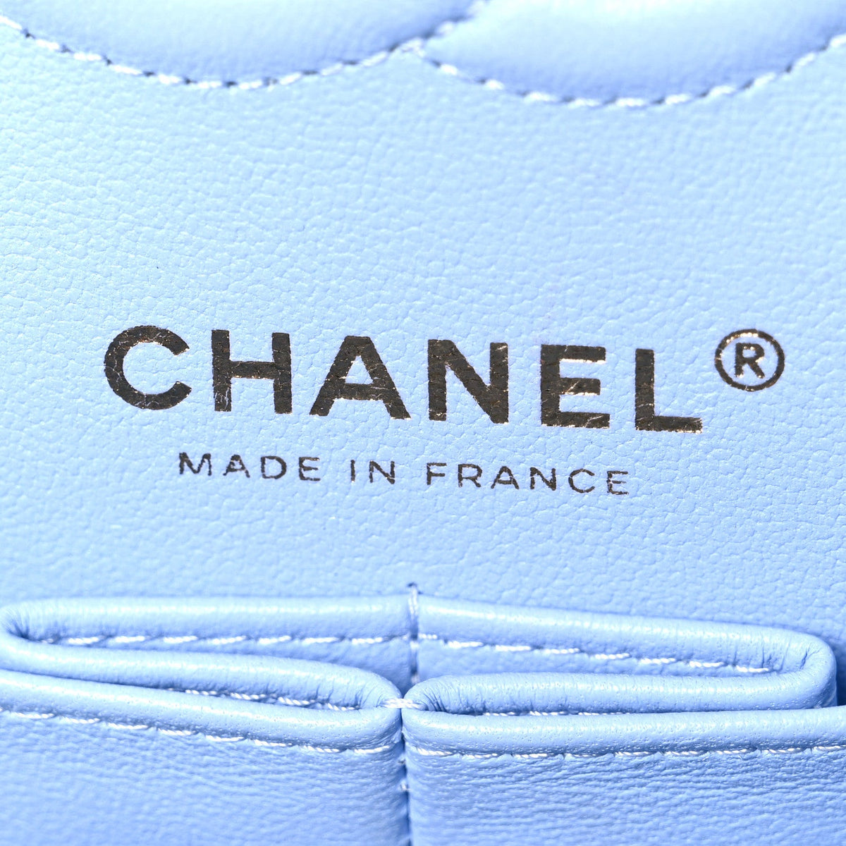 Caviar Quilted Small Double Flap Light Blue At My store