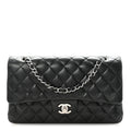 Lambskin Quilted Medium Double Flap Black At My store