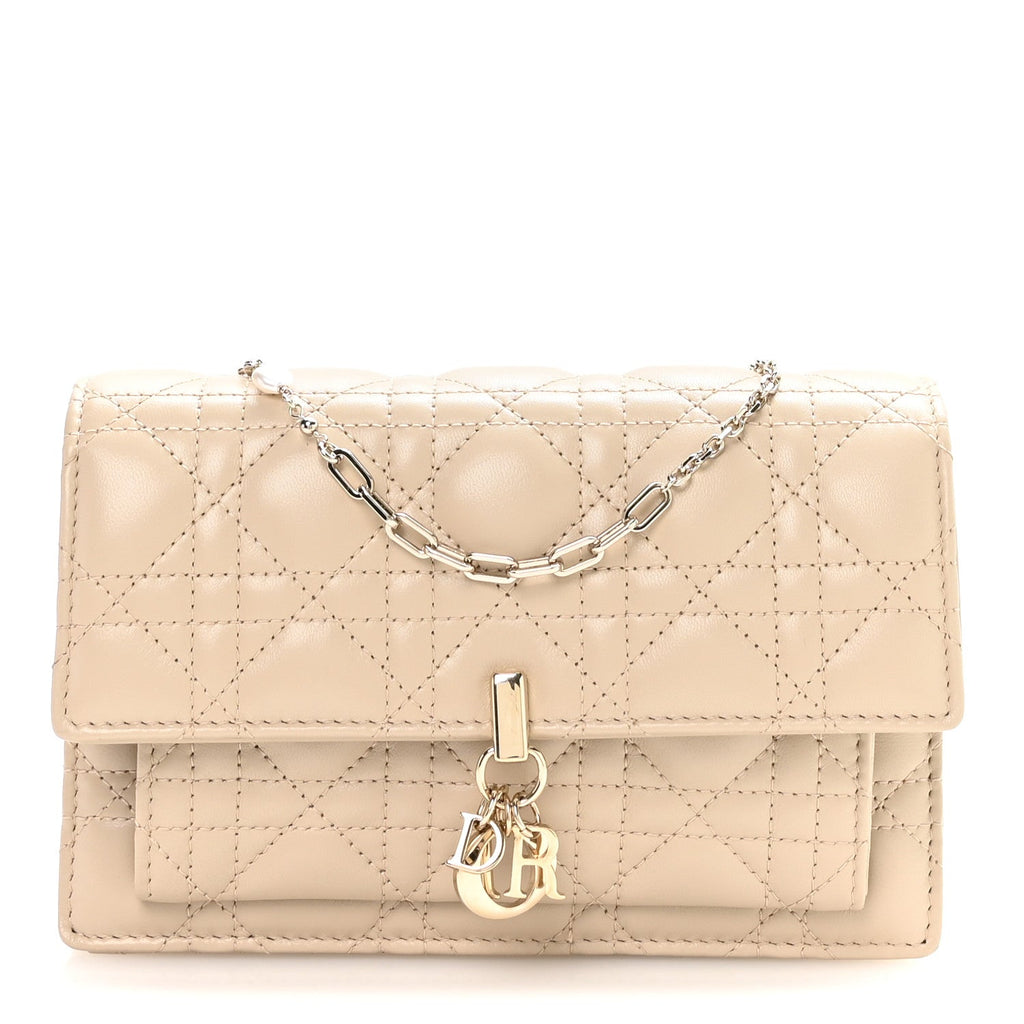 Lambskin Cannage Chain My Dior Daily Chain Pouch Powder Beige AT My store