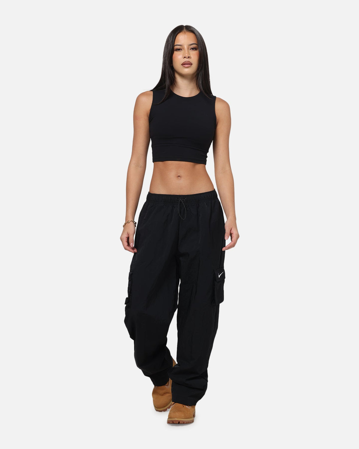 Top Seller Nike Women's Sportswear Essential High-Rise Woven Cargo Pants Black/White