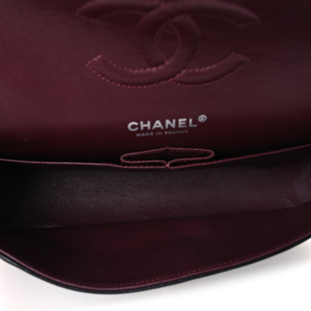 Lambskin Quilted Medium Double Flap Black Black At My store