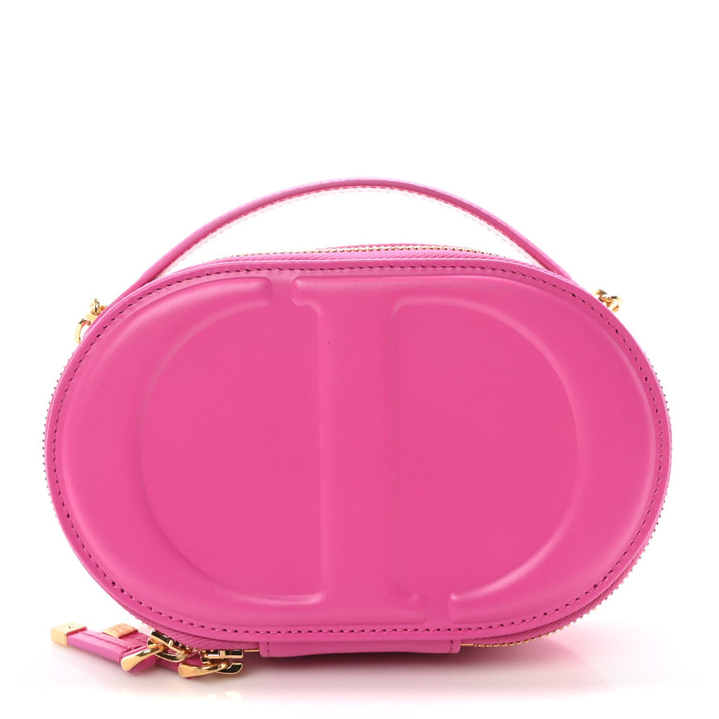 Calfskin CD Signature Oval Crossbody Camera Bag Rani Pink AT My store