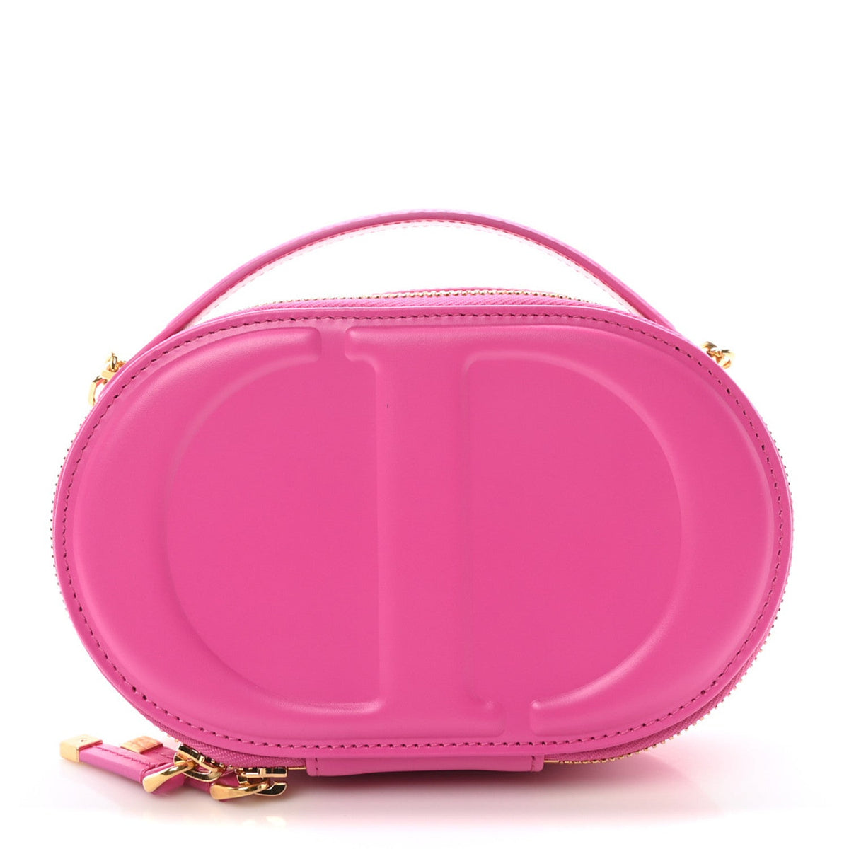 Calfskin CD Signature Oval Crossbody Camera Bag Rani Pink AT My store