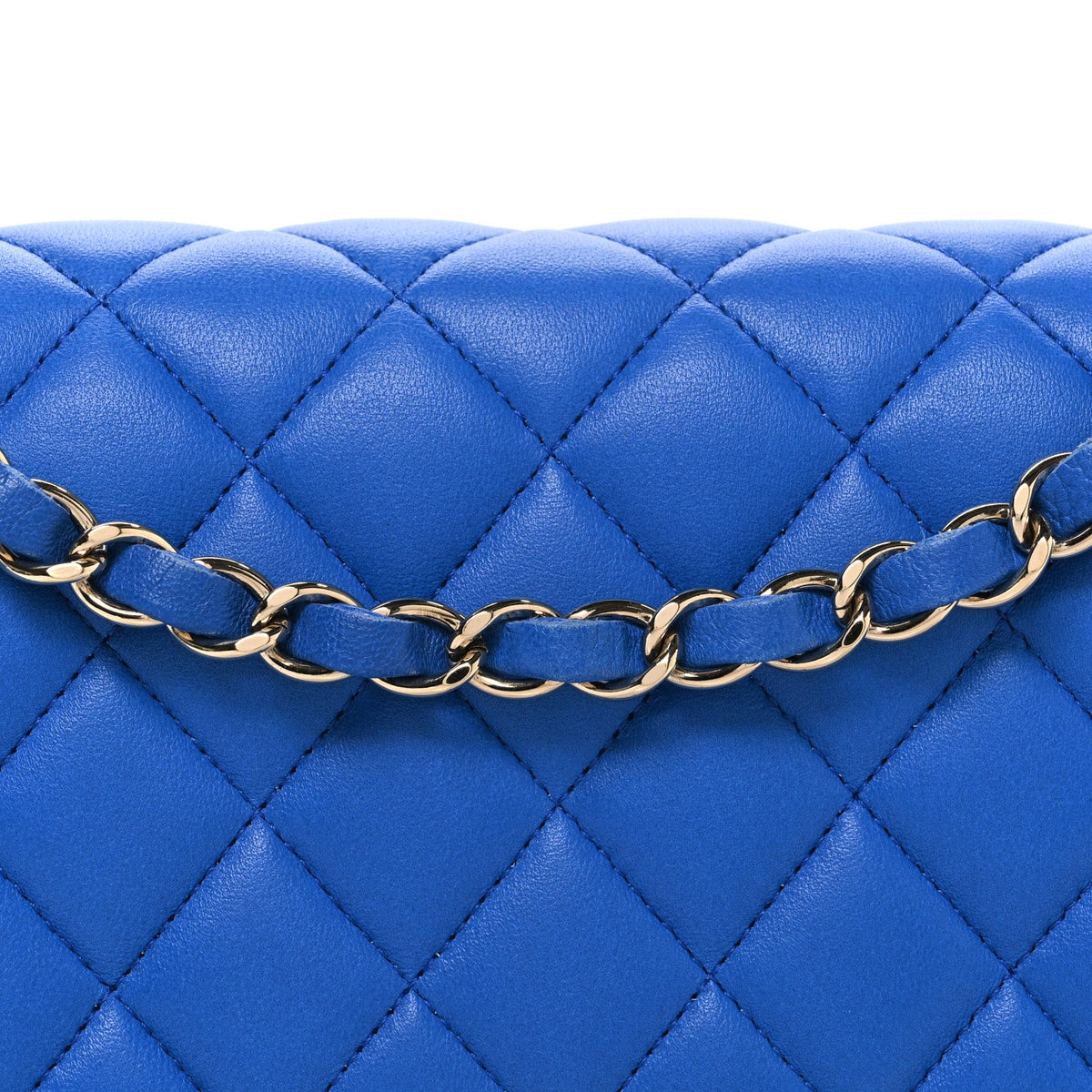 Lambskin Quilted Medium Double Flap Blue At My store