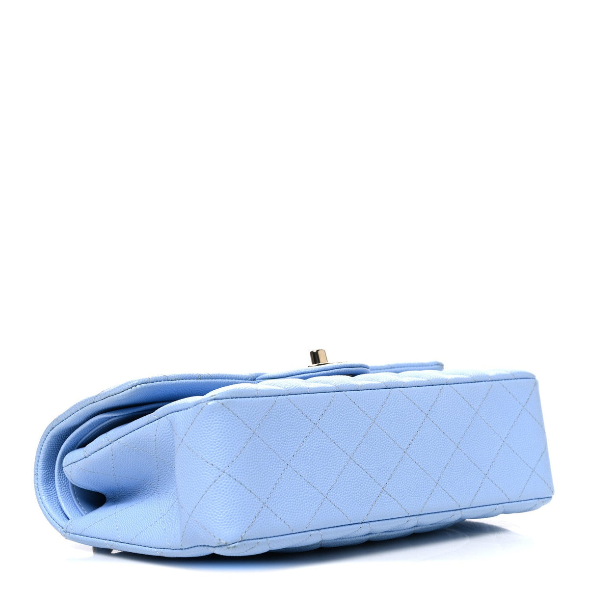 Caviar Quilted Small Double Flap Light Blue At My store